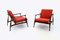 Italian Red Fabric and Solid Wood Armchairs by Fratelli Reguitti, 1950s, Set of 2 1