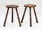 Basque Folk Art Tripod Stools, France, 1950s, Set of 2, Image 1