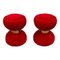 Clessidra Poufs in Red Velvet., 1990s, Set of 2 1