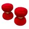 Clessidra Poufs aus Rotem Samt, 1990er, 2er Set 2