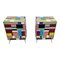 Bedside Cabinets in Wood and Multicolored Glass, 1980s, Set of 2 4