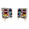 Bedside Cabinets in Wood and Multicolored Glass, 1980s, Set of 2 5