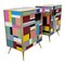 Bedside Cabinets in Wood and Multicolored Glass, 1980s, Set of 2, Image 6