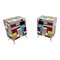 Bedside Cabinets in Wood and Multicolored Glass, 1980s, Set of 2 2