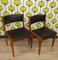 Vintage Teak Chairs in Leather Black, Set of 4, Image 7