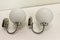 Chrome and Opaline Spherical Wall Lights by Herbert Schmidt, 1980s, Set of 2 1