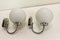 Chrome and Opaline Spherical Wall Lights by Herbert Schmidt, 1980s, Set of 2, Image 1