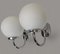 Chrome and Opaline Spherical Wall Lights by Herbert Schmidt, 1980s, Set of 2, Image 2