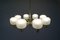 Eight Shade Opaline Glass and Brass Chandelier, 1960s, Image 2