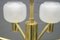 Lampadario a 8 paralumi in vetro opalino e ottone, anni '60, Immagine 7