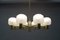 Eight Shade Opaline Glass and Brass Chandelier, 1960s, Image 4