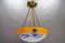 Art Nouveau French Orange, White and Blue Glass Pendant Light by Noverdy, 1920s, Image 13