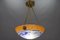 Art Nouveau French Orange, White and Blue Glass Pendant Light by Noverdy, 1920s, Image 7