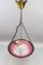 Vintage Art Deco French Pink and White Glass Pendant Light with Roses, 1980s 16