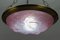 Vintage Art Deco French Pink and White Glass Pendant Light with Roses, 1980s 7