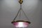 Vintage Art Deco French Pink and White Glass Pendant Light with Roses, 1980s 5