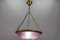 Vintage Art Deco French Pink and White Glass Pendant Light with Roses, 1980s 6