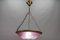 Vintage Art Deco French Pink and White Glass Pendant Light with Roses, 1980s 8