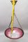 Vintage Art Deco French Pink and White Glass Pendant Light with Roses, 1980s 15