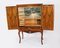 Vintage Italian Marquetry Inlaid Burr Walnut Cocktail Cabinet, 1950s, Image 12