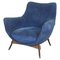 Mid-Century Armchair in Wood and Velvet attributed to G. Veronesi for ISA Bergamo, Italy, 1950s, Image 1