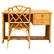 Chaise et Bureau Chippendale en Bambou et Osier de Dal Vera, 1960s, Set de 2 1
