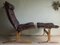 Mid-Century Brown Leather Siesta Chair and Ottoman by Ingmar Relling, Set of 2 2