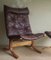 Mid-Century Brown Leather Siesta Chair and Ottoman by Ingmar Relling, Set of 2 3