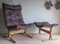 Mid-Century Brown Leather Siesta Chair and Ottoman by Ingmar Relling, Set of 2 1