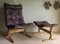 Sedia Siesta Mid-Century in pelle marrone con poggiapiedi di Ingmar Relling, set di 2, Immagine 6