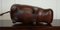 Antiker brauner Hippo Fußhocker aus Leder von Liberty London 5