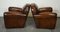 Handgefärbte Whiskey Brown Clubsessel im Art Deco Stil, 2er Set 5