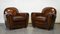Art Deco Style Hand Dyed Whiskey Brown Club Armchairs, Set of 2 1