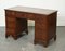 Vintage Pedestal Desk with Embossed Brown Leather 2
