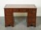 Vintage Pedestal Desk with Embossed Brown Leather 3