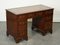Vintage Pedestal Desk with Embossed Brown Leather 1