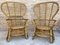 Spanish High Back Armchair in Bamboo Wicker, 1970s, Set of 2 1