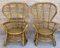 Spanish High Back Armchair in Bamboo Wicker, 1970s, Set of 2 16