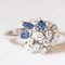 Vintage 14k White Gold Ring with Sapphires and Brilliant Cut Diamonds, 1990s 8