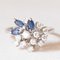 Vintage 14k White Gold Ring with Sapphires and Brilliant Cut Diamonds, 1990s 1