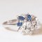 Vintage 14k White Gold Ring with Sapphires and Brilliant Cut Diamonds, 1990s 7