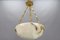 French White and Black Veined Alabaster Pendant Light, 1920s 9