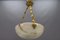French White and Black Veined Alabaster Pendant Light, 1920s 12