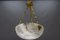 French White and Black Veined Alabaster Pendant Light, 1920s 13