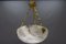 French White and Black Veined Alabaster Pendant Light, 1920s, Image 13