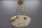 French White and Black Veined Alabaster Pendant Light, 1920s 8