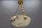 French White and Black Veined Alabaster Pendant Light, 1920s, Image 8