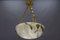 French White and Black Veined Alabaster Pendant Light, 1920s 7
