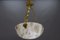 French White and Black Veined Alabaster Pendant Light, 1920s 11