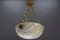 French White and Black Veined Alabaster Pendant Light, 1920s 15